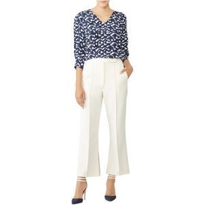 Tanya Taylor Silk Navy Spots Rena Top size 2 3/4 Sleeves Blouse